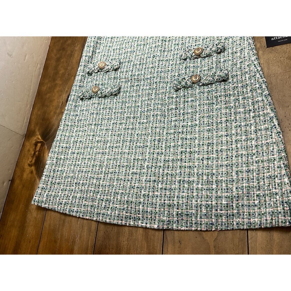 TUCKERNUCK Tweed Jackie Mini Shift Dress Green Textured Size large - Picture 5 of 13